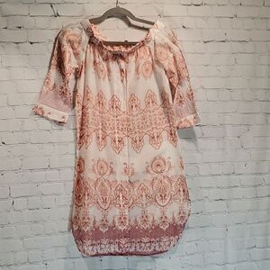 Crosstree Lane pink and white gauze coverup